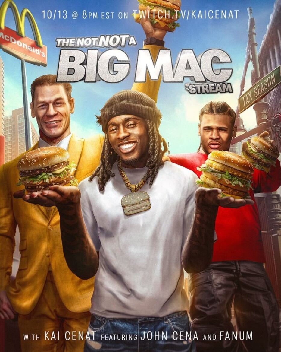 選布哥 x Kai Cenat x John Cena 合體代言麥當勞